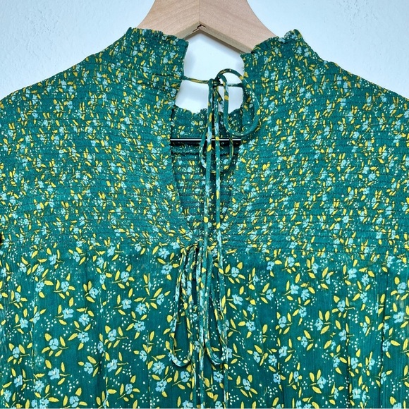 Free People Women Roma Top Small Green Ditsy‎ Floral Victorian Royalcore Sheer - Picture 10 of 10